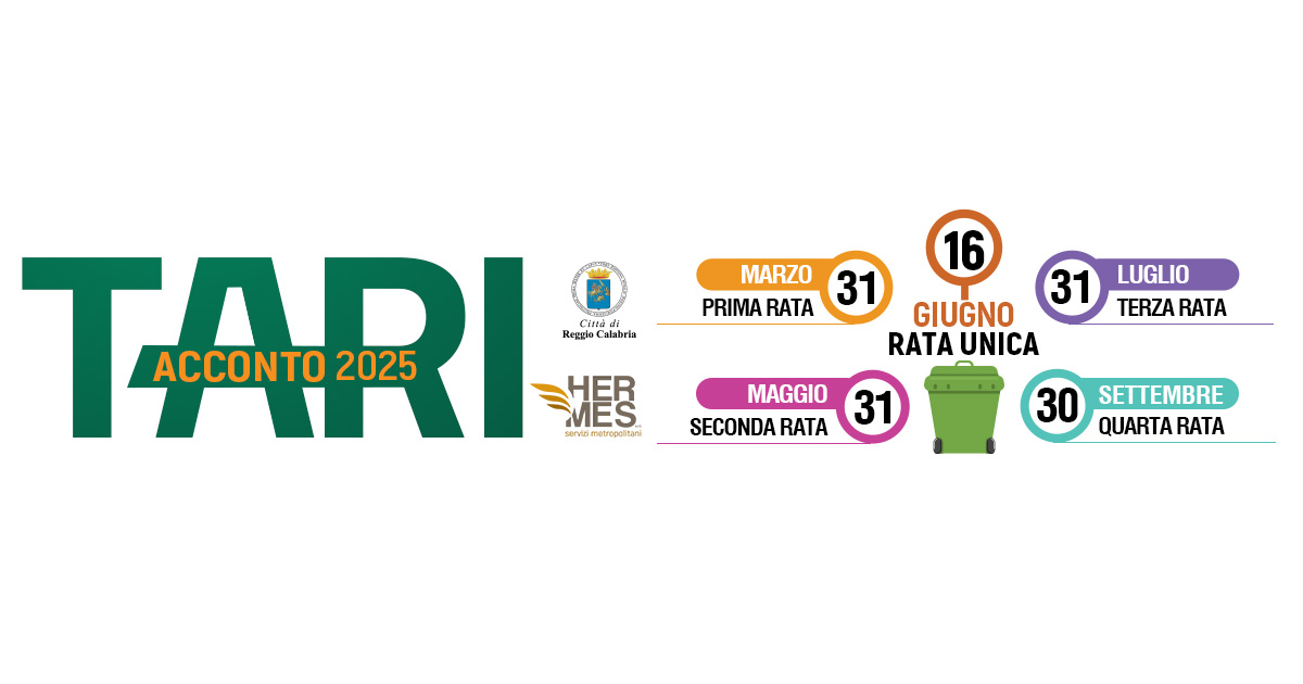 Immagine relativa alla notizia Hermes Servizi Metropolitani - TARI ACCONTO 2025 - Avvisi di pagamento
