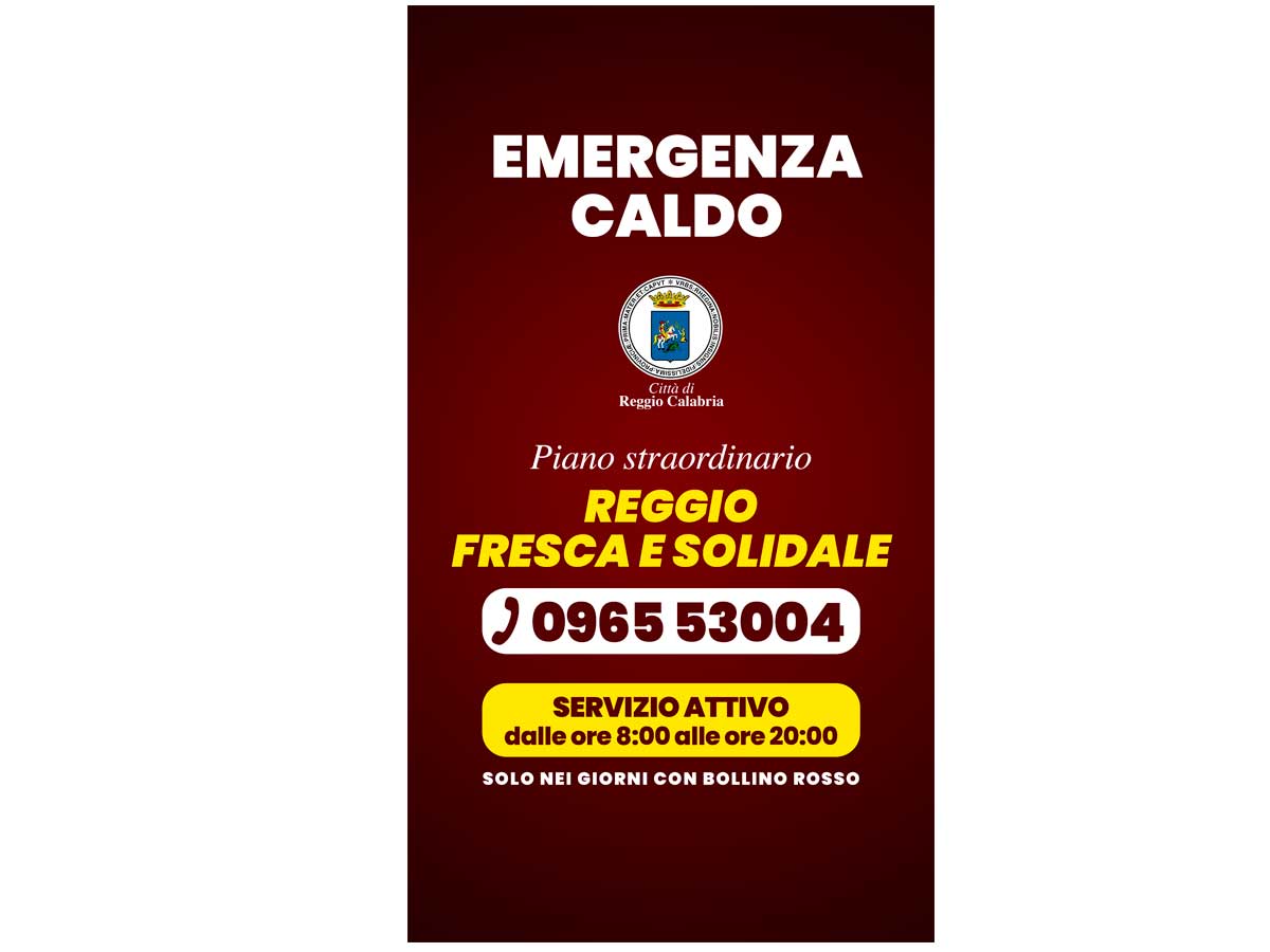 Immagine relativa alla notizia EMERGENZA CALDO: Parte il piano "REGGIO FRESCA E SOLIDALE"