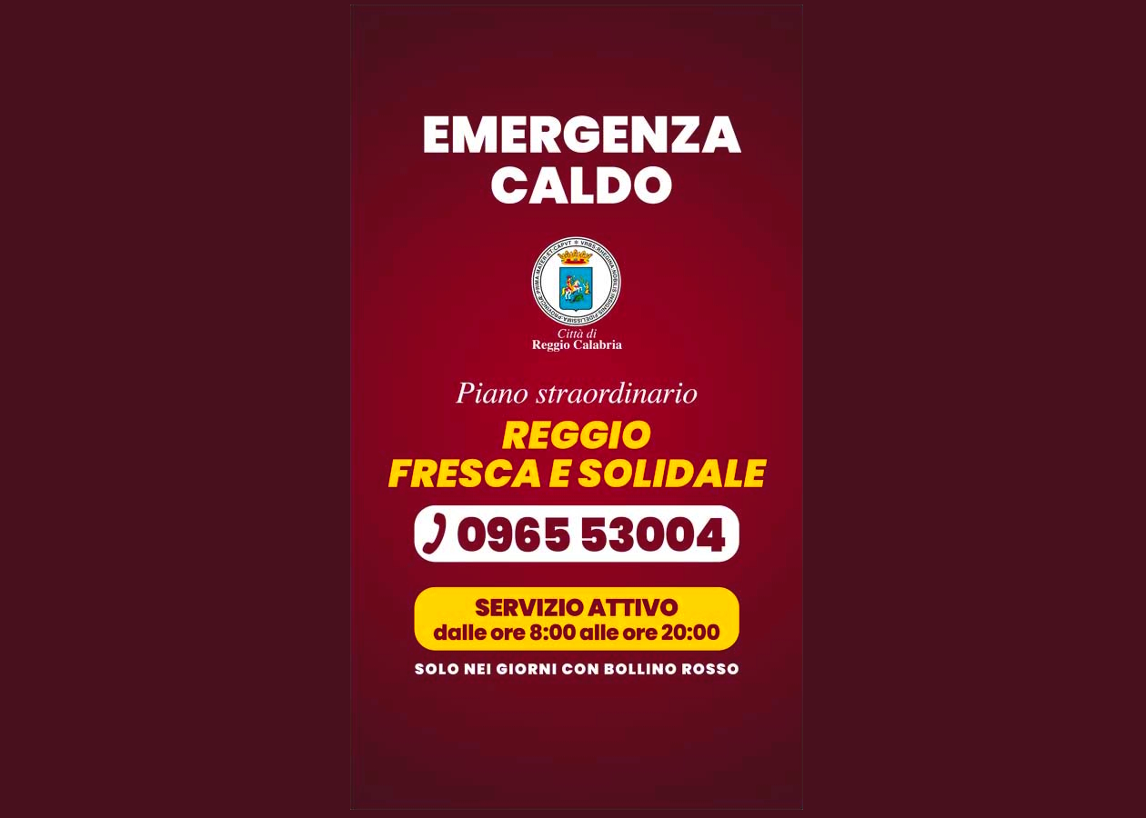 Copertina Notizia - EMERGENZA CALDO: Parte il piano "REGGIO FRESCA E SOLIDALE"