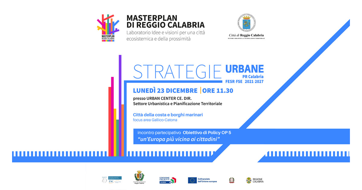 Immagine relativa alla notizia Masterplan di Reggio Calabria: Laboratorio "Percorsi di futuro, idee e visioni per una città eco sistemica e della prossimità"
